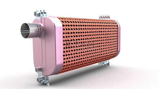 具有汽车蜂窝散热器设计的白色背景加热器的 3D 渲染