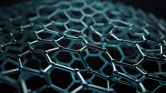 石墨烯管的几何特写 纳米技术六角形的 3d 渲染