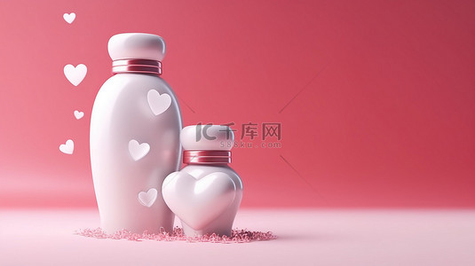 奶瓶背景背景图片_3D 渲染插图，带有母亲和婴儿奶瓶背景，庆祝母亲节
