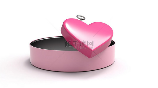 粉色礼品盒背景图片_白色背景下心脏跳出的粉色礼品盒的 3D 渲染