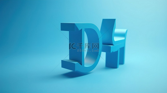蓝色背景下的平面 3d 字母图标