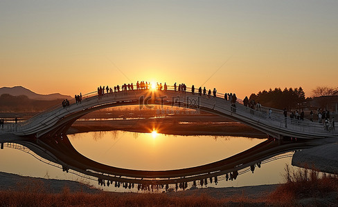 三生背景图片_友谊之桥一座夕阳下的城市