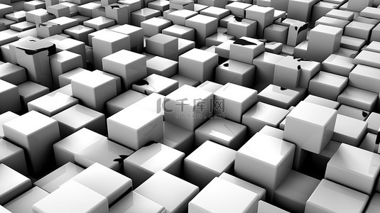 爱壁纸背景图片_白色灰色和黑色立方体的抽象 3D 渲染