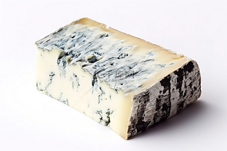 蓝乳酪背景图片_白色背景中的一片蓝奶酪