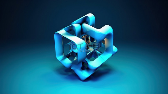 具有抽象设计的蓝色浮动几何形状的 3D 渲染