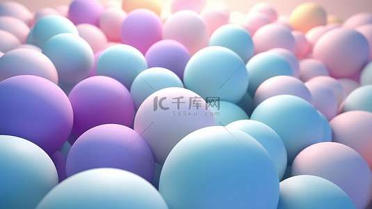 几何图案圆形背景图片_在 3d 渲染中悬浮的柔和色球体