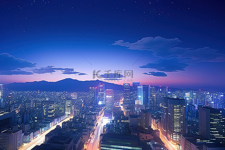 天空酒店背景图片_夜间灯光下的天空和建筑物