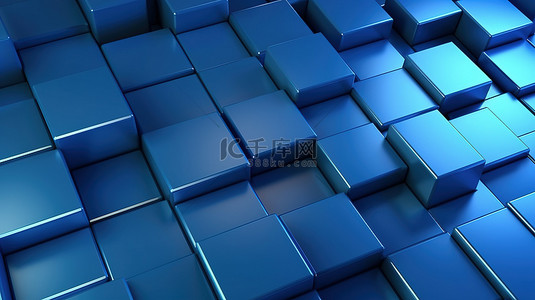 动态几何设计蓝色方形图案的豪华抽象背景非常适合商务3D 插图