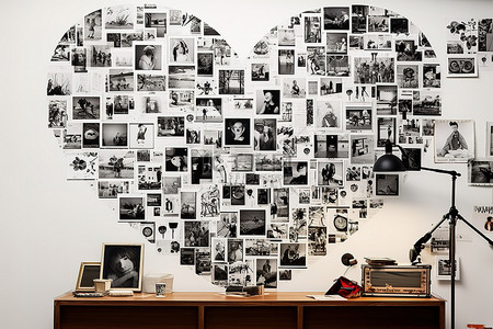 照片墙照片墙背景图片_被书籍和图片包围的照片墙拼贴