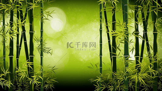 中国风边框图片背景图片_竹子绿色风景插图