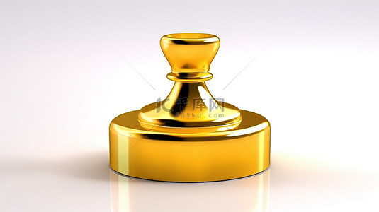3d 金色讲台上国际象棋主教黄金符号的图标