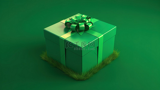 3d 中的绿色隔离礼品盒
