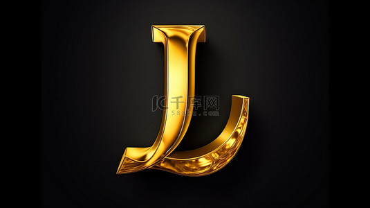 脚本背景图片_以 3D 渲染的金色脚本字体，字母 l 以优雅的手写体呈现