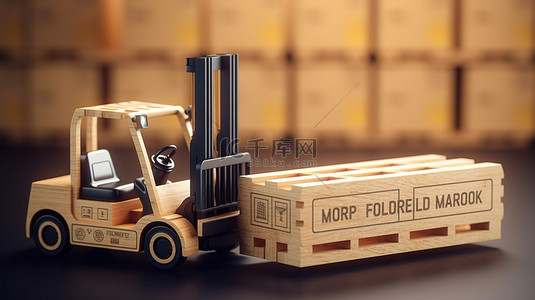 马里兰州制造的出口木箱装载到 3D 叉车上
