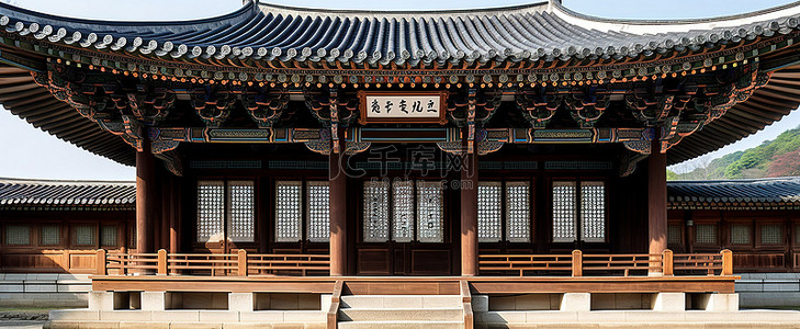 韩国木制建筑，有瓷砖和墙壁