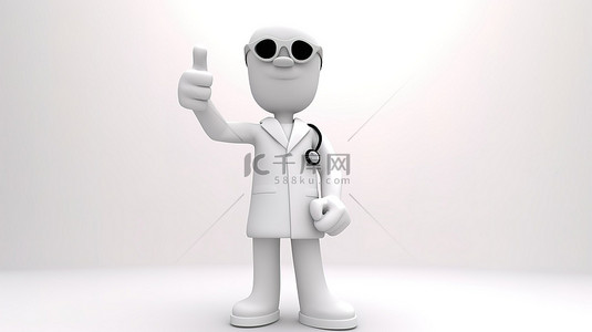 医生竖起大拇指背景图片_3d 的小白医生竖起大拇指