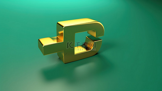 潮水绿色背景上的福尔图纳黄金标签图标 3D 渲染的社交媒体符号