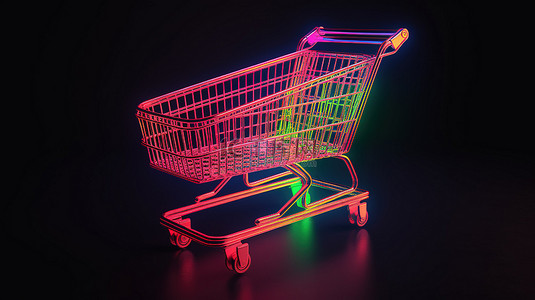 狂欢购背景图片_虚拟购物狂欢 3D 渲染购物车让在线购物变得轻而易举