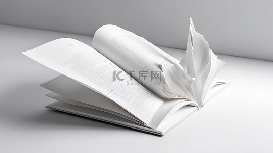 3d白色书籍背景图片_在干净的白色背景上逼真的 3d 书籍演示