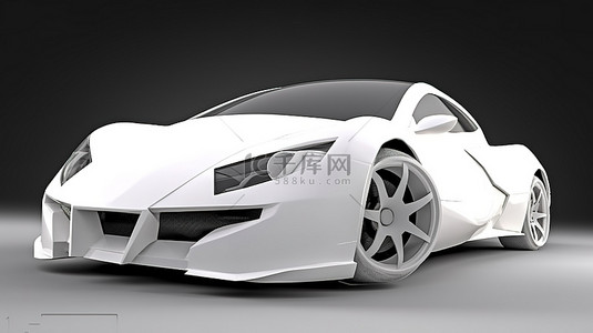 3d 渲染图像中的白色汽车