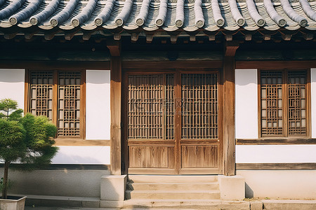 亚洲地标背景图片_韩国首尔一栋美丽的古老亚洲住宅