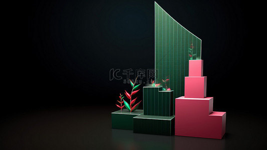 用于圣诞礼物增长图的垂直 a4 海报模板，具有 3D 设计和个人信息空间