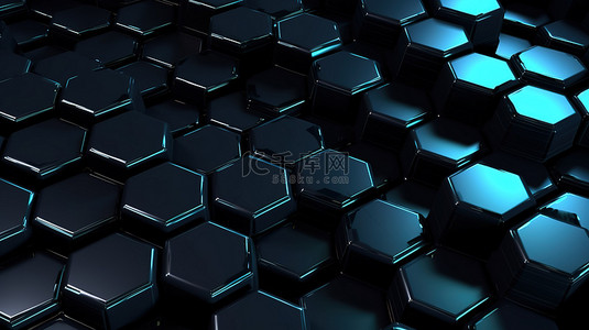 艺术封面背景图片_科幻 3D 渲染中的黑色六边形背景