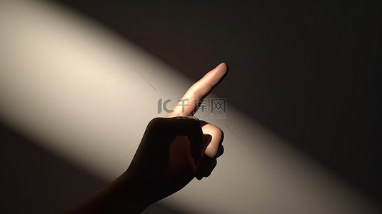 卡通手的数字插图，手指在向右指示时投下阴影