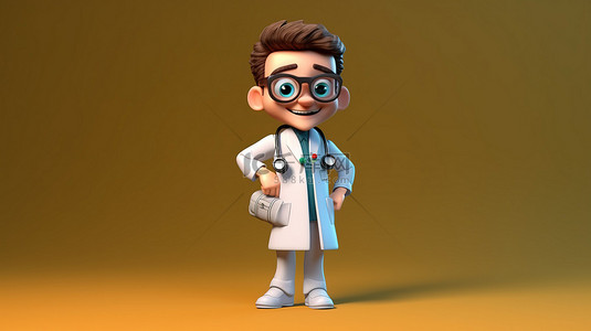 活泼的医生3D卡通人物