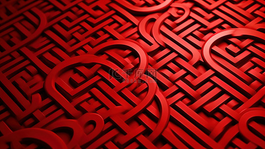 红色3D中国图案背景设计模板