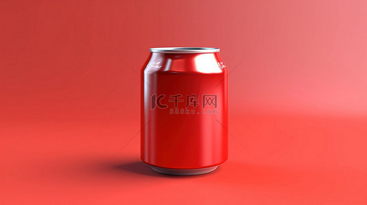 3d 渲染的红色铝制汽水罐