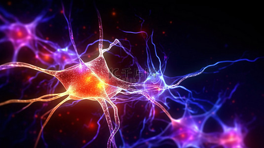 高端活动策划报告背景图片_神经元信号从低活动到高活动的 3D 渲染