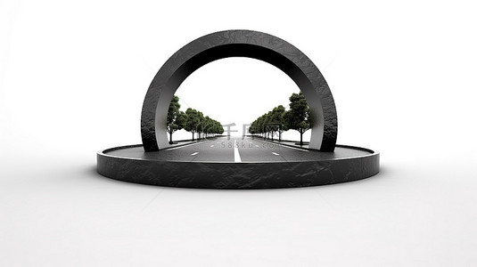白色背景道路环岛的 3d 插图