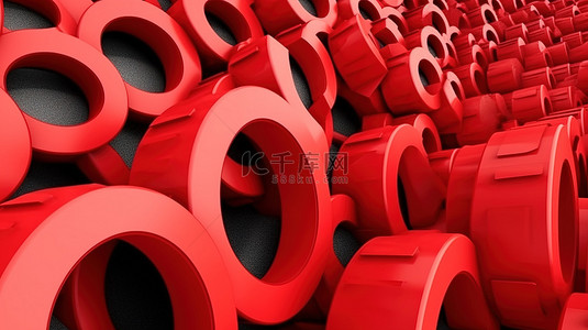 红色学校背景图片_儿童等距单色红色游乐场物体由汽车轮胎制成的攀爬板的 3D 渲染