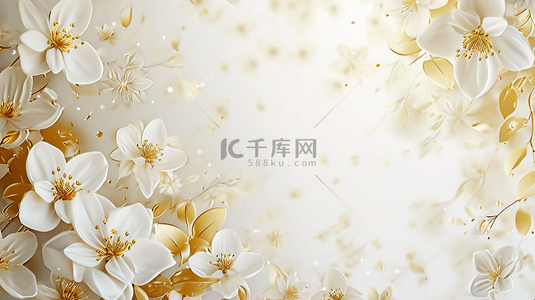 典雅花卉背景图片_高奢精致典雅的白金花朵背景