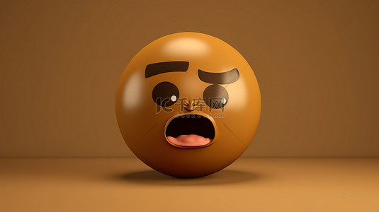 愤怒的 facebook 反应图标 3d 在社交媒体的棕色背景上呈现气球符号
