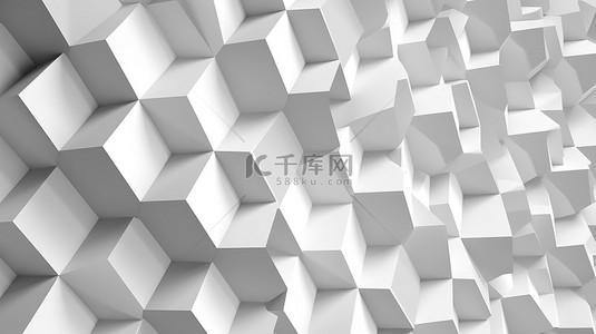 白色抽象背景上 3D 纸张风格的六边形形状