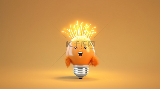 代表创新和成就的灯泡的可爱 3D 渲染