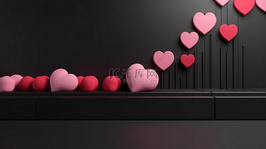 加载中gif动图背景图片_网页横幅模型简约 3d 渲染可爱的心加载栏代表爱情进步