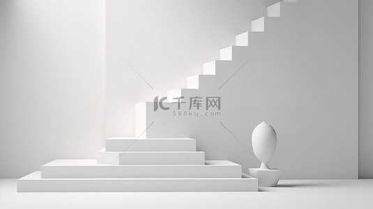 产品主图模版背景图片_时尚的楼梯设置，用于产品展示展示和 3D 可视化