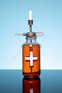 老年新冠疫苗接种背景图片_带有医疗和红十字的空注射器