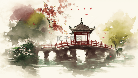 古风浅色背景背景图片_清明节淡彩传统水墨国风背景