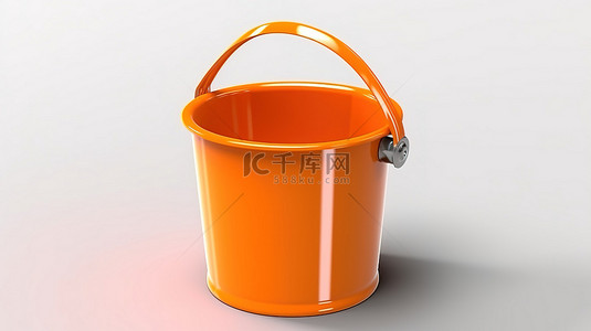 白色背景的 3D 渲染，具有橙色色调的塑料桶
