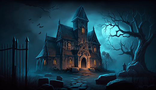 创意黑色背景图片_探秘游戏恐怖古堡主题背景