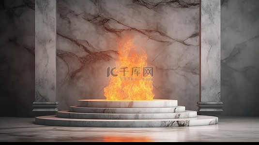 黑色火光背景图片_火热的大理石讲台 3D 渲染图像