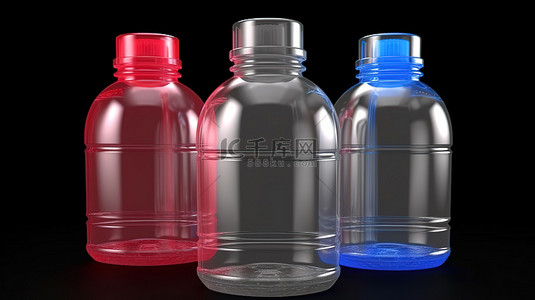 3d 塑料材料瓶中的清洁泉水或纯净水图标