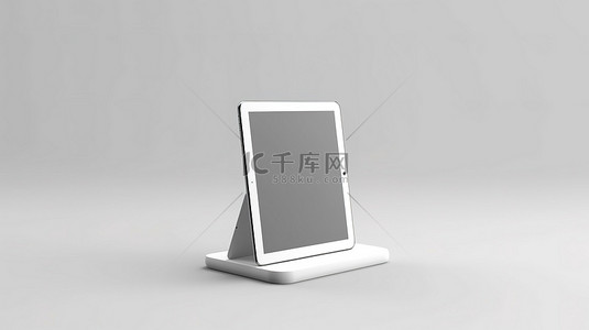 圆桌会议背景图片_时尚的白色平板电脑在中性背景上显示模型，非常适合产品广告和 3D 渲染的蒙太奇