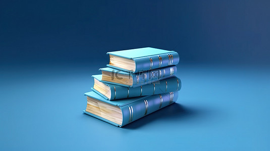 蓝色背景上的学习可视化 3D 书籍和下载栏