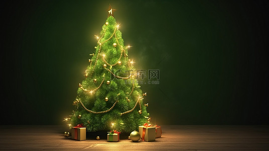 节日背景下的 3d 渲染圣诞树