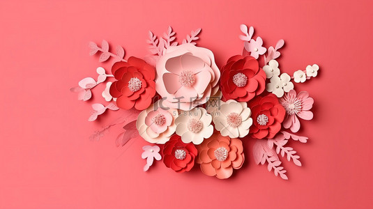 妈妈生日背景图片_DIY 三维母亲节贺卡，珊瑚背景上装饰着鲜花